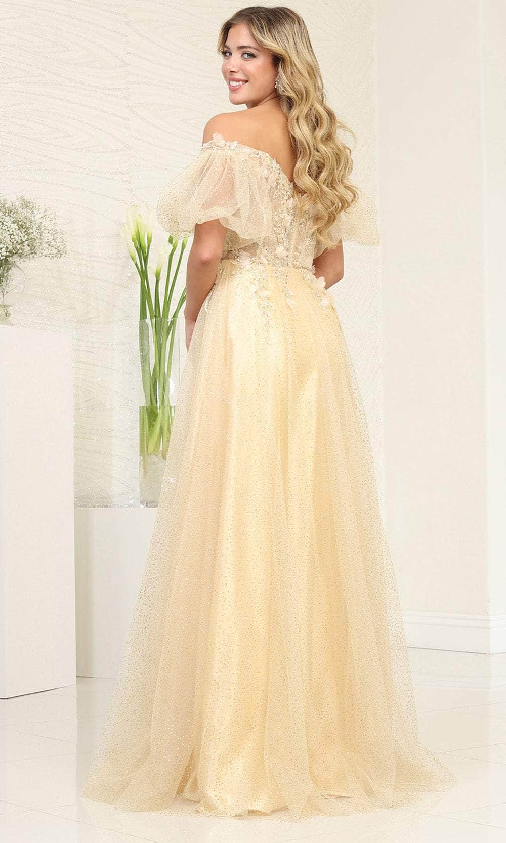 May Queen MQ2033 - Puff Sleeve Off Shoulder Evening Dress - Image 4