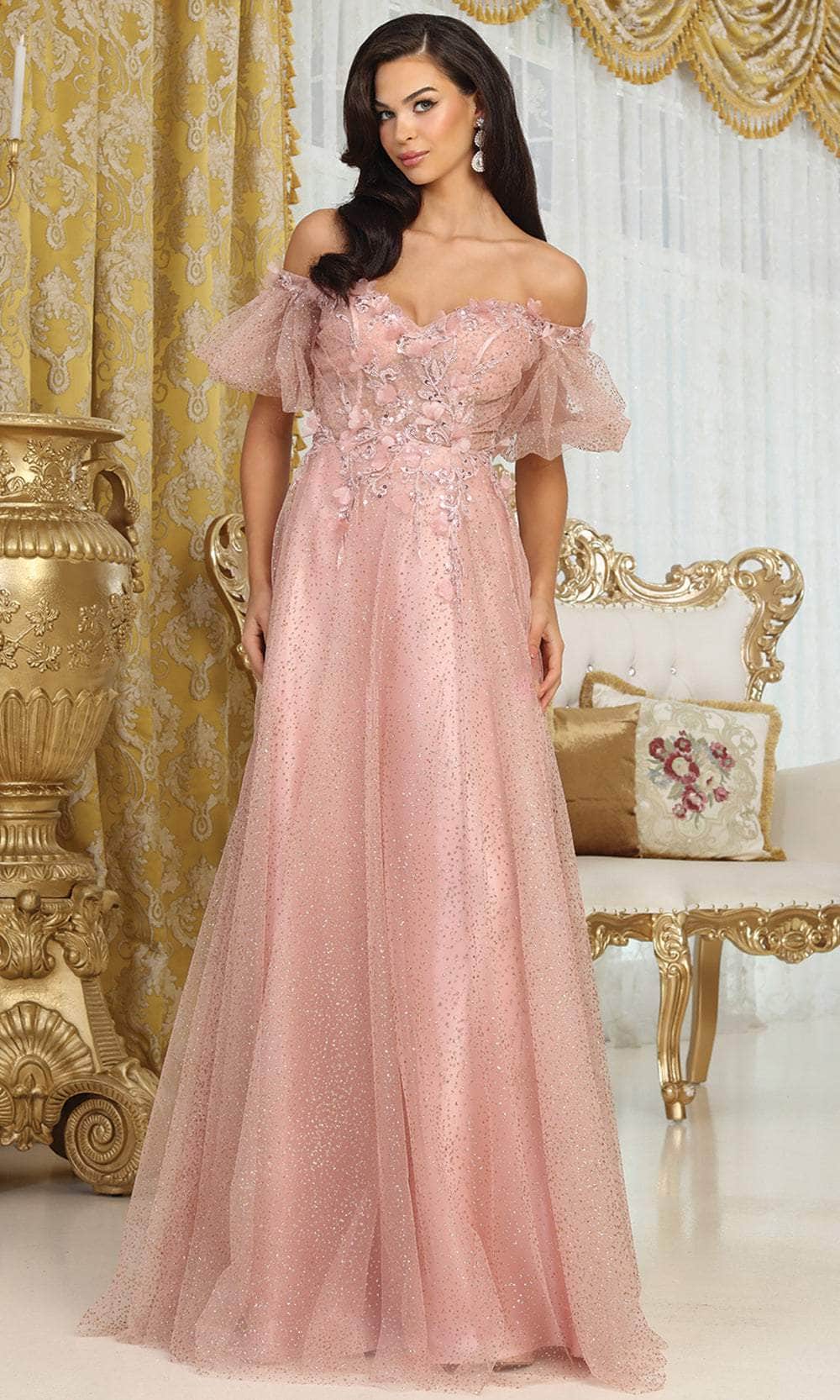 May Queen MQ2033 - Puff Sleeve Off Shoulder Evening Dress - Image 6