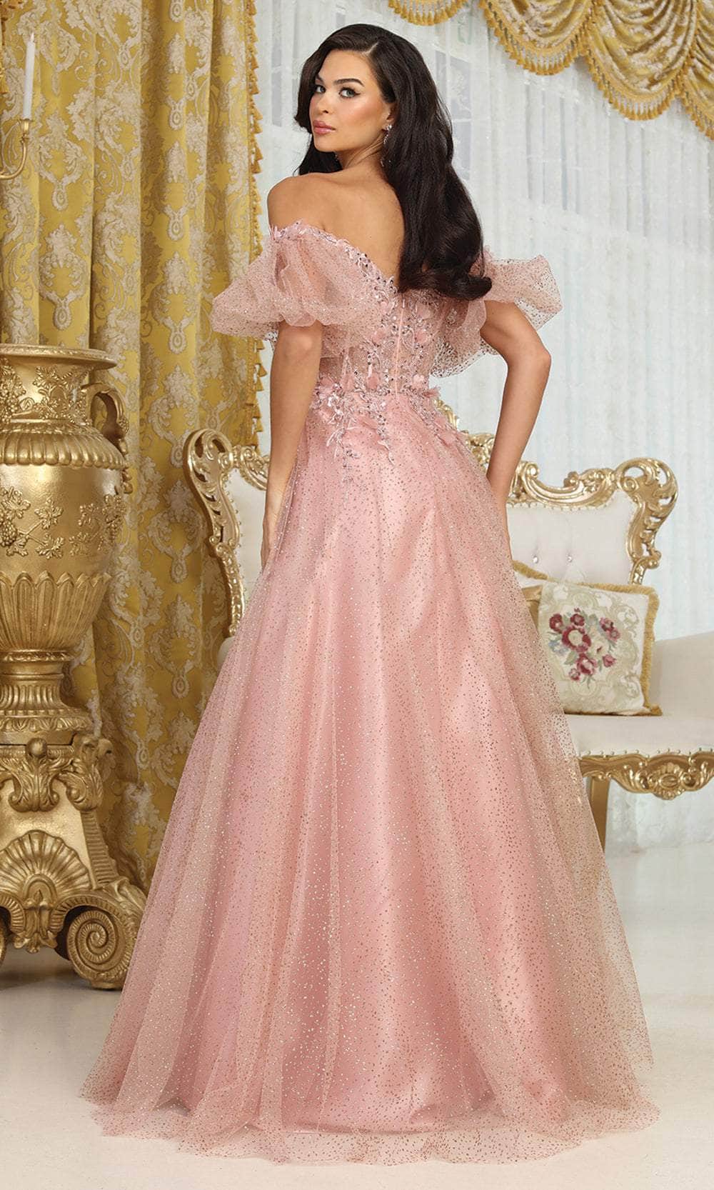 May Queen MQ2033 - Puff Sleeve Off Shoulder Evening Dress - Image 8