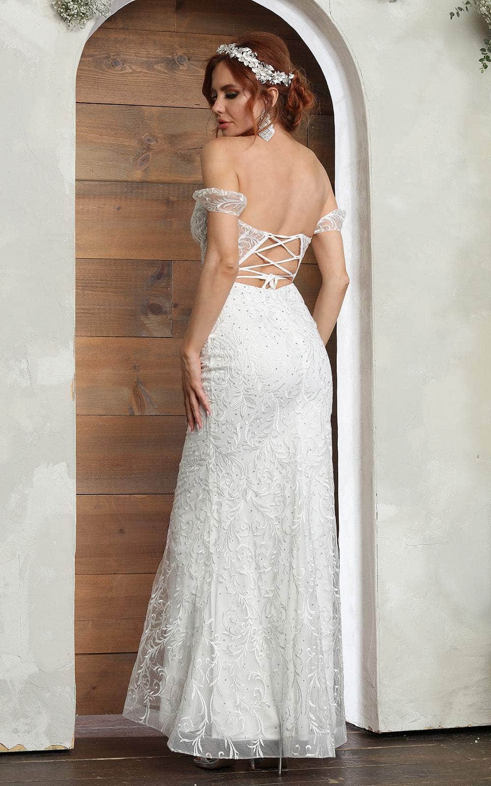 May Queen MQ2044 - Sheer Lace Sheath Prom Dress - Image 4