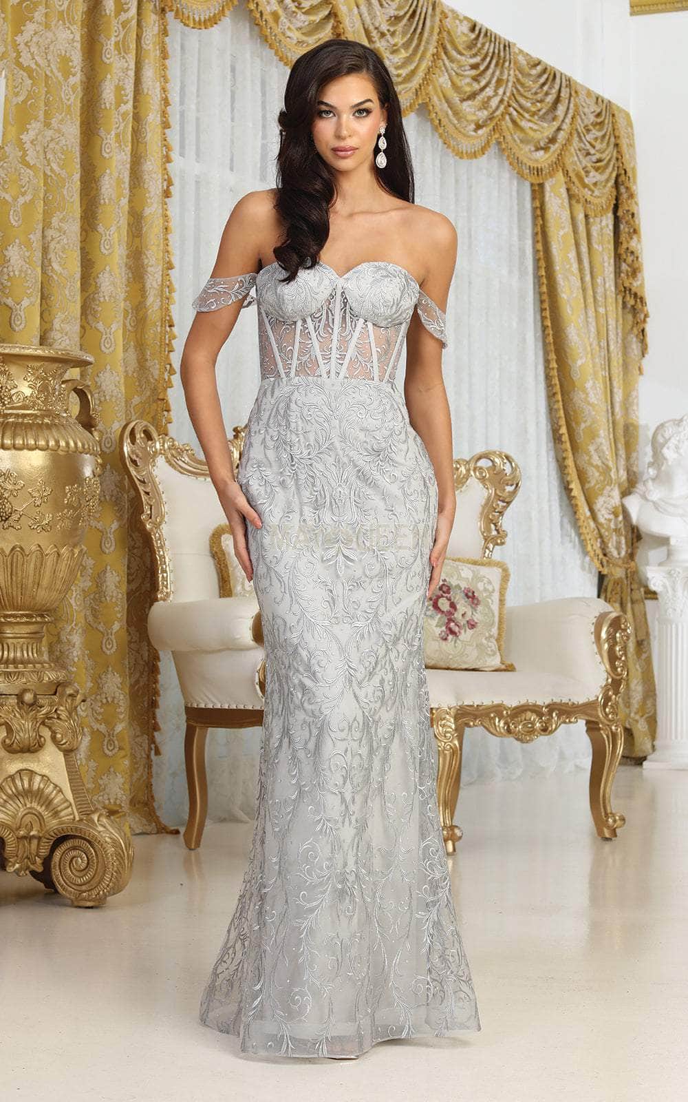 May Queen MQ2044 - Sheer Lace Sheath Prom Dress - Image 5