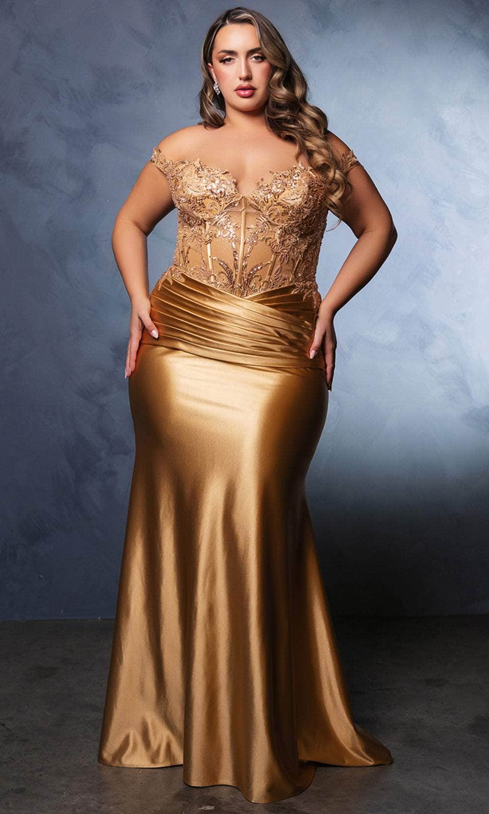 May Queen MQ2141 - Off-Shoulder Sequin Evening Dress - Image 18