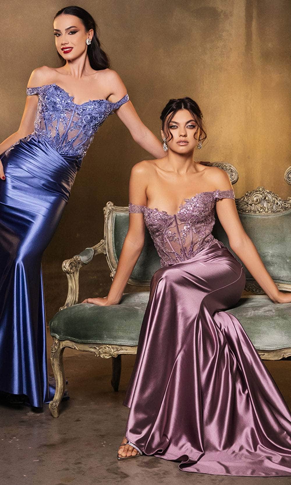 May Queen MQ2141 - Off-Shoulder Sequin Evening Dress - Image 29