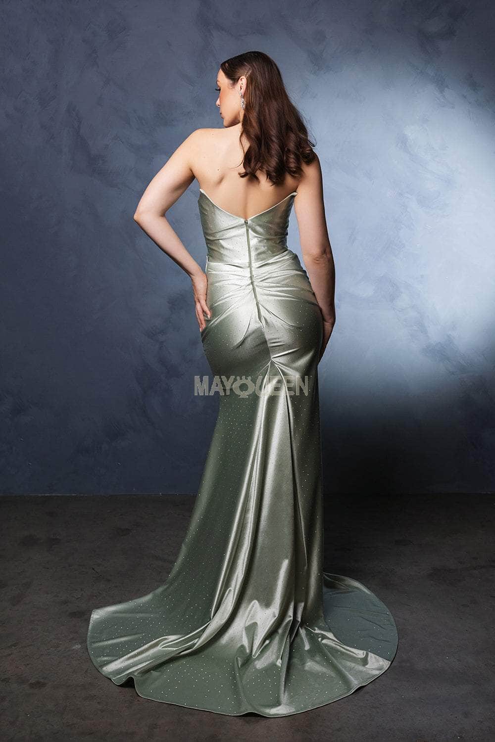 May Queen MQ2156 - Ruched Sheath Dress with Train - Image 11