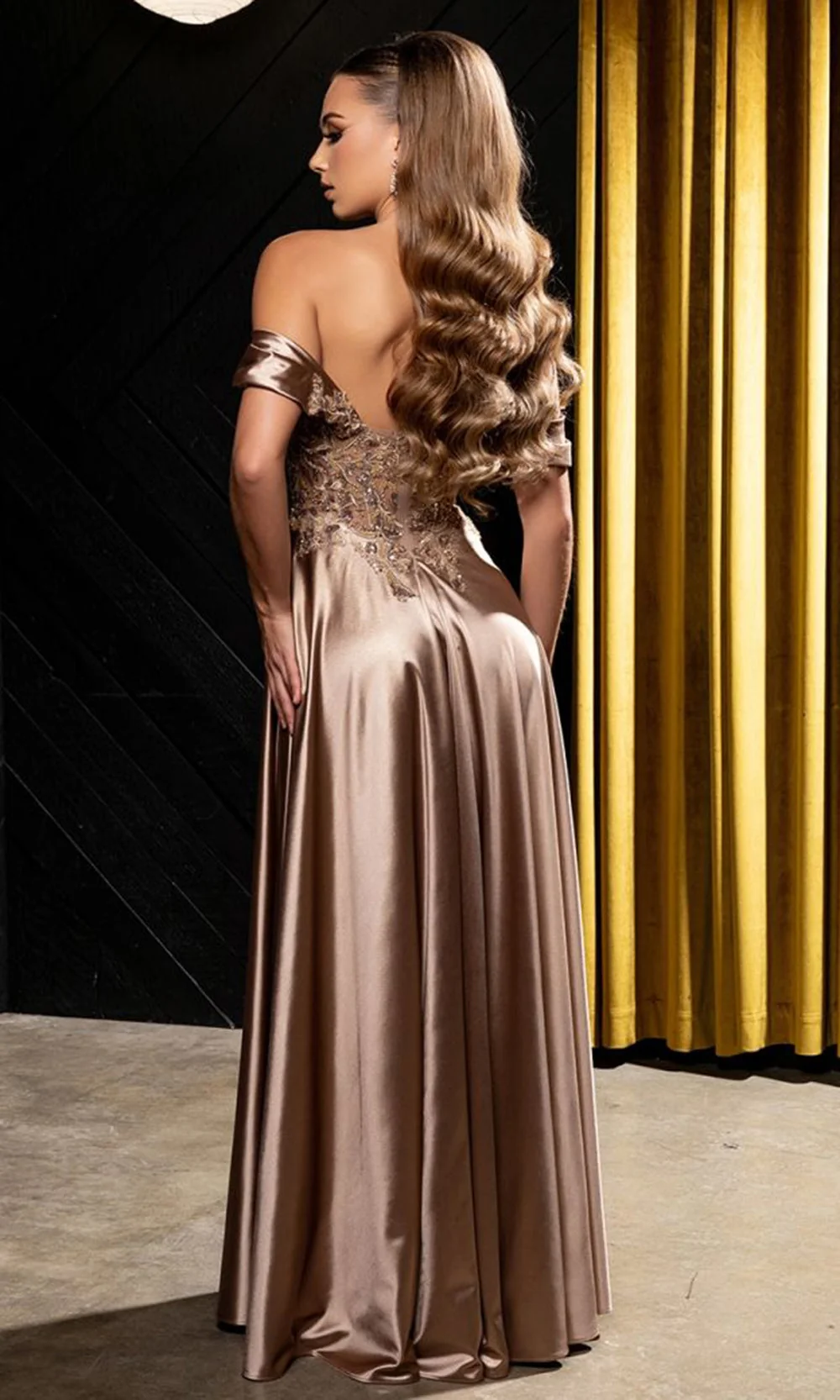 May Queen MQ2240 - Off Shoulder Embroidered Evening Dress - Image 4