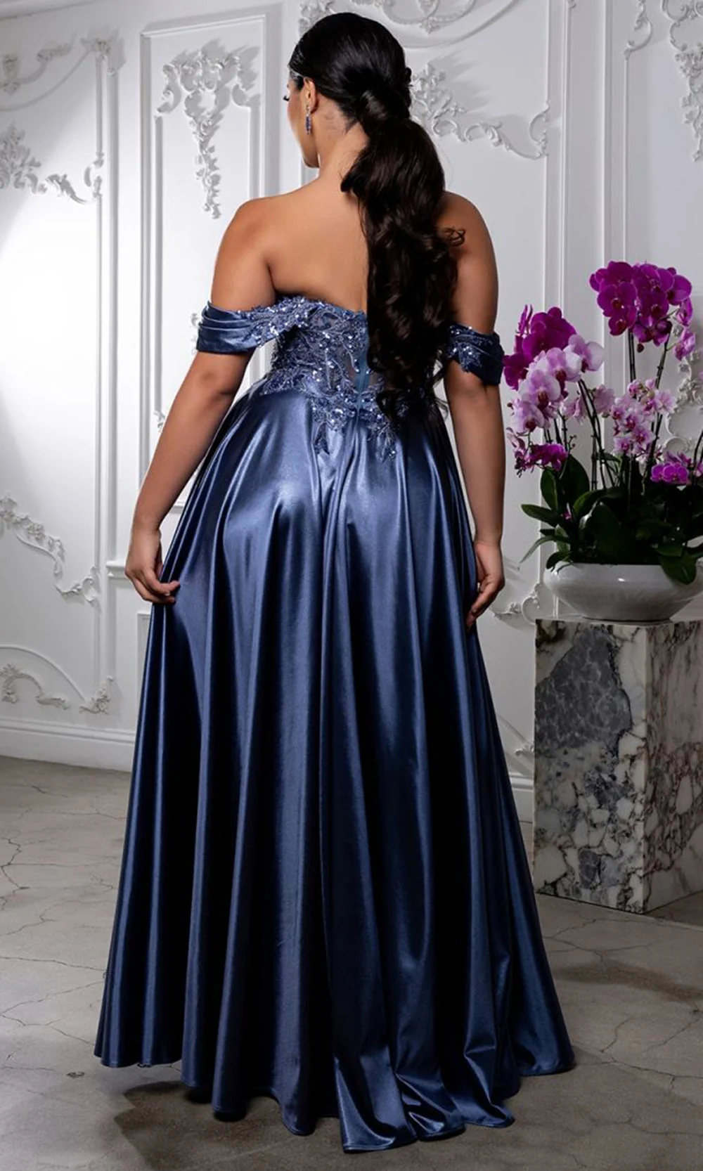 May Queen MQ2240 - Off Shoulder Embroidered Evening Dress - Image 6