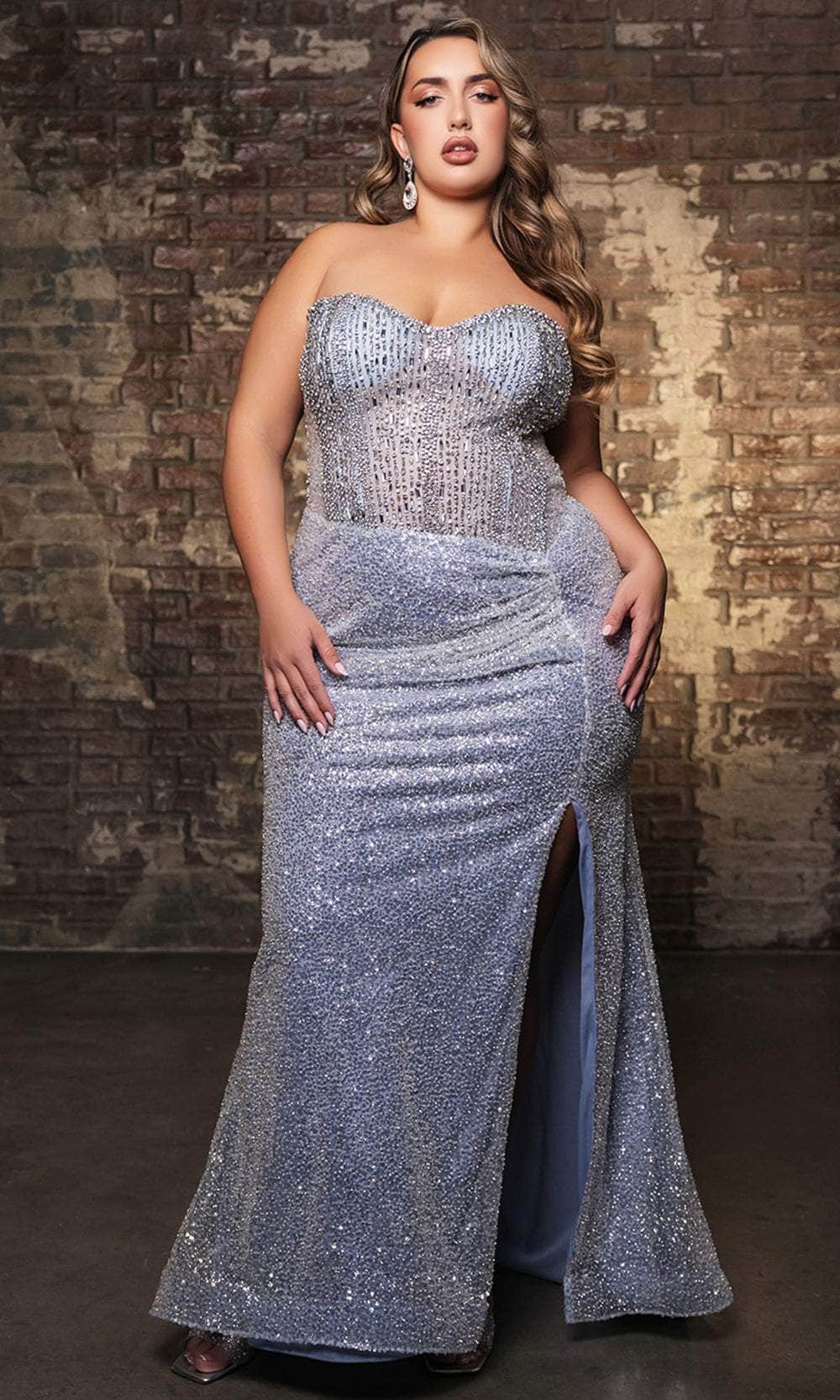 May Queen RQ8185 - Rhinestone Strapless Prom Gown - Image 4