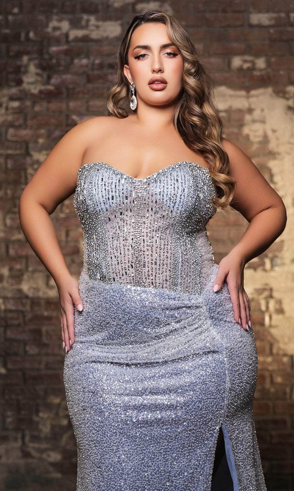 May Queen RQ8185 - Rhinestone Strapless Prom Gown - Image 8