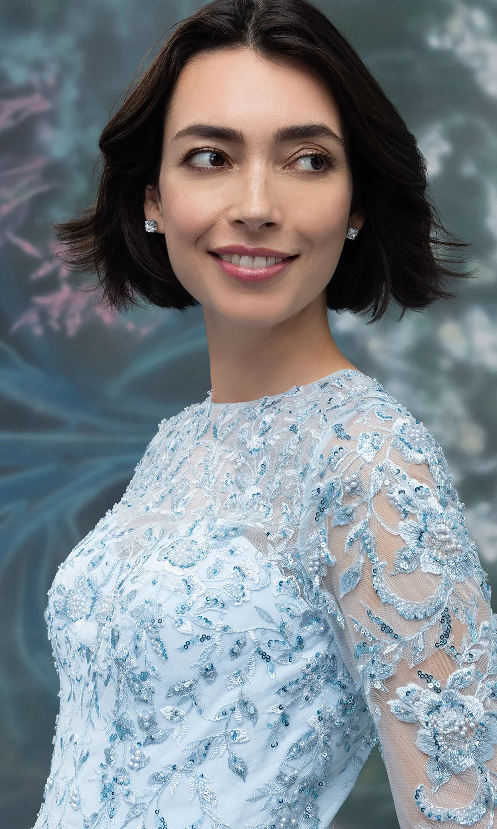 MGNY By Mori Lee 2070015 - Long Sleeve Lace Applique Chiffon Gown - Image 5