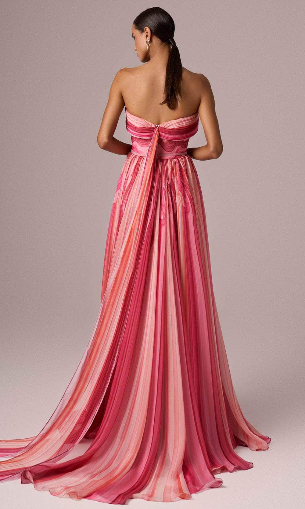 MNM Couture E0079 - Printed Straight Across Gown with Belt - Image 2
