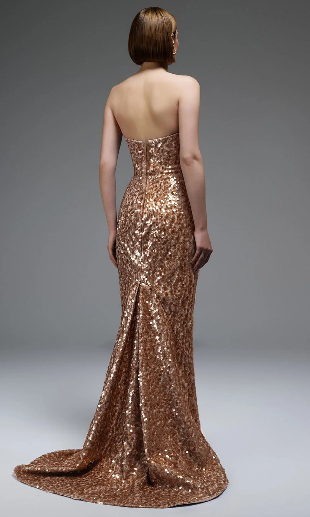 MNM COUTURE E0105 - Ruffle Accent Strapless Fitted Gown - Image 2