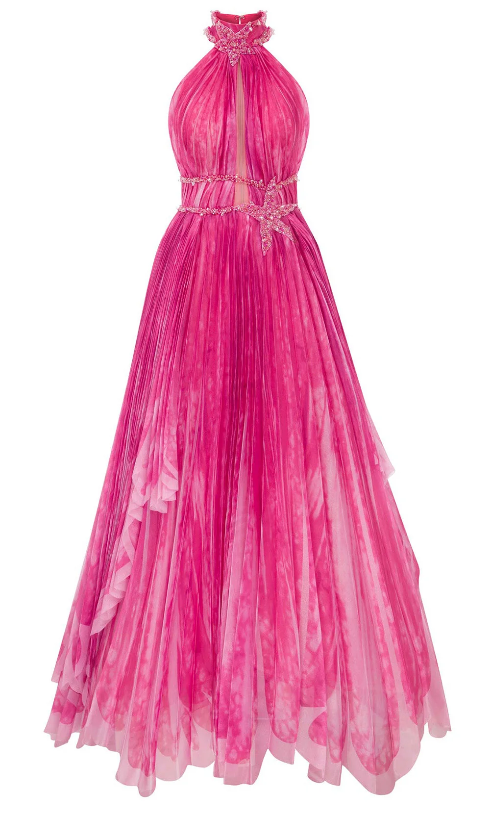 MNM Couture F02822 - Beaded Applique Printed Long Gown - Image 7