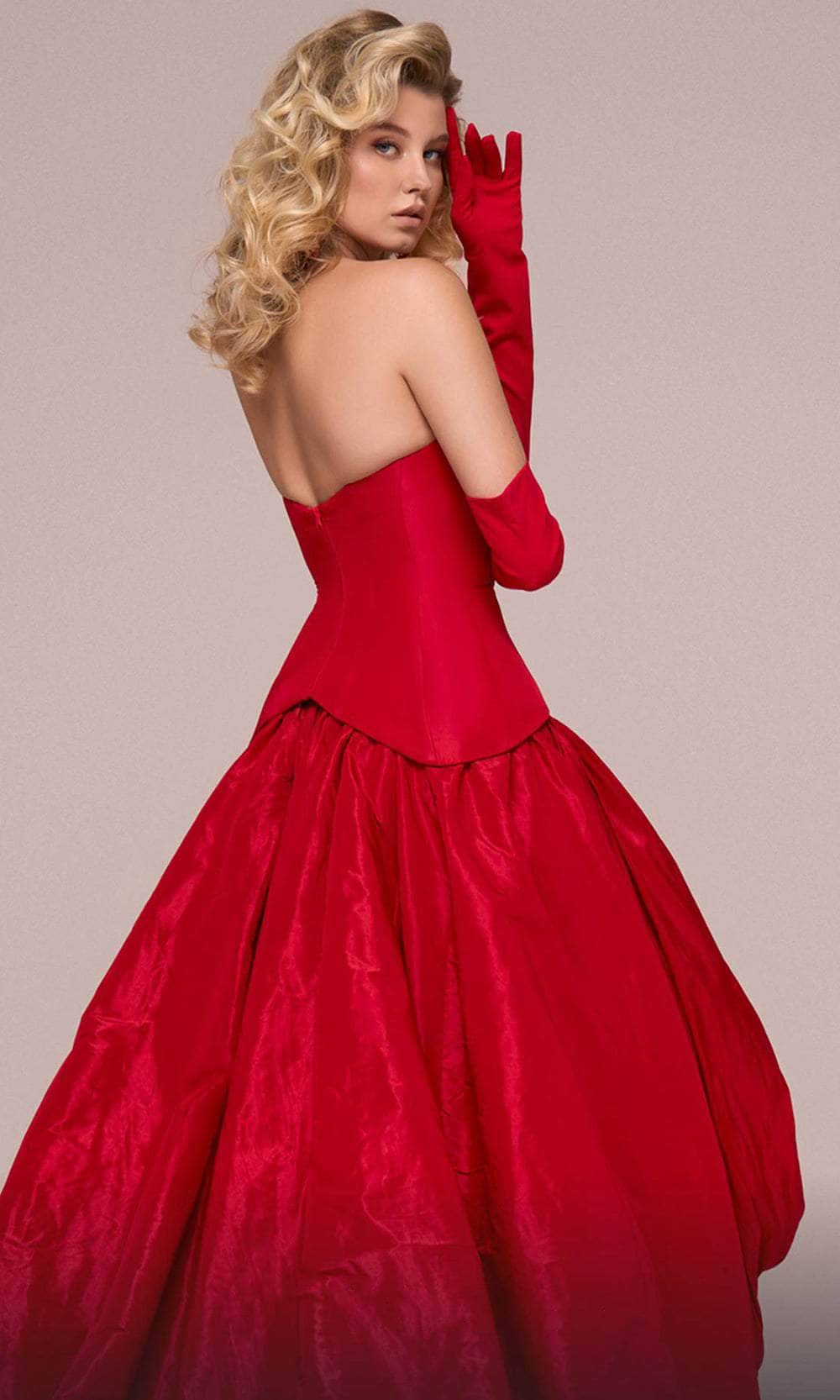 MNM Couture F02872A - Draped Sleeve Evening Gown - Image 5