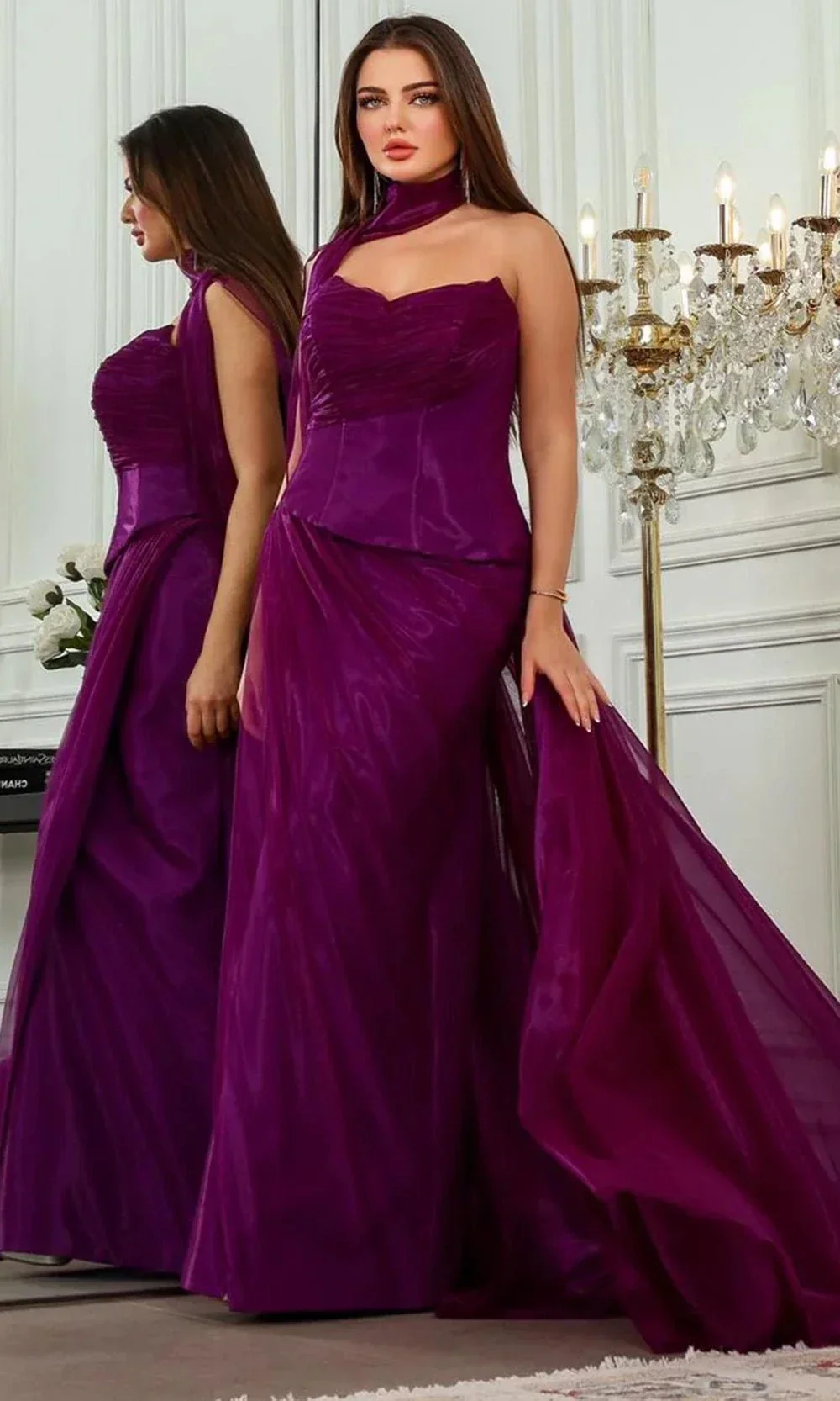 MNM Couture F02894 - Ruched Bodice Sheath Gown - Image 4