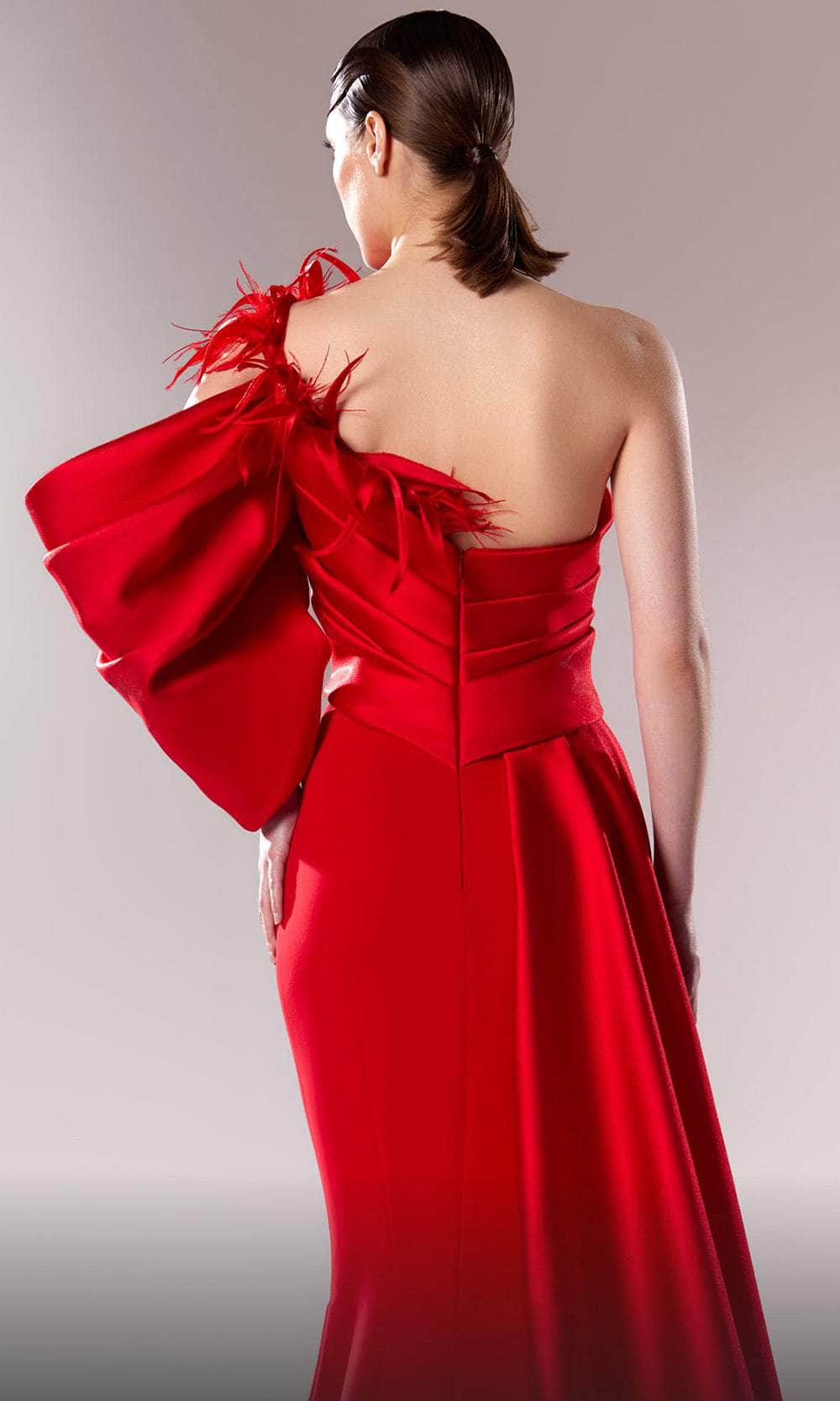 MNM Couture G1629 - Feathered Cold Shoulder Gown - Image 6