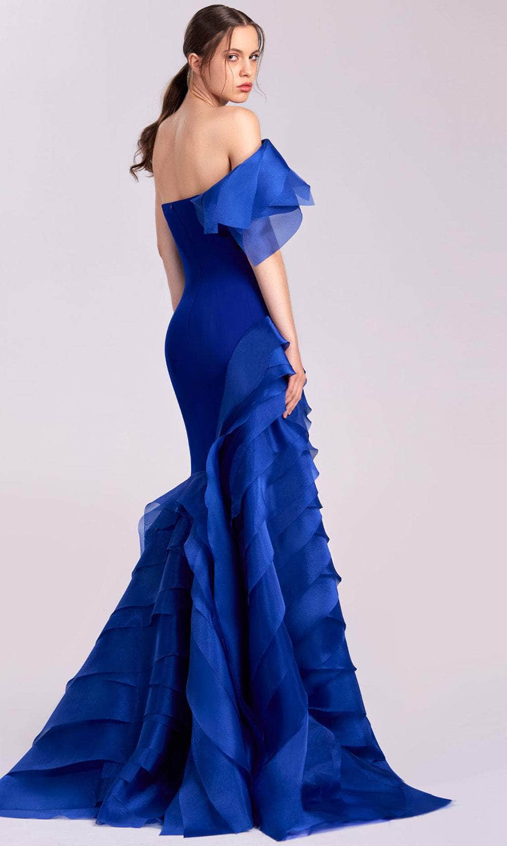 MNM Couture G1810 - Cascading Ruffles Crepe Evening Gown - Image 4