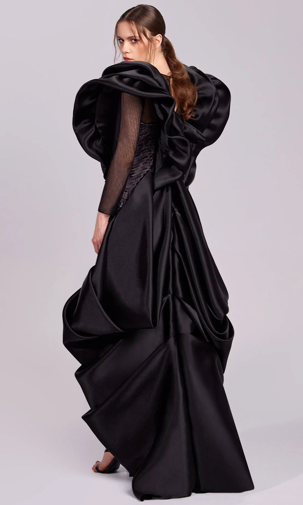 MNM Couture G1835 - Long Sleeve Evening Gown with Ruffle - Image 5