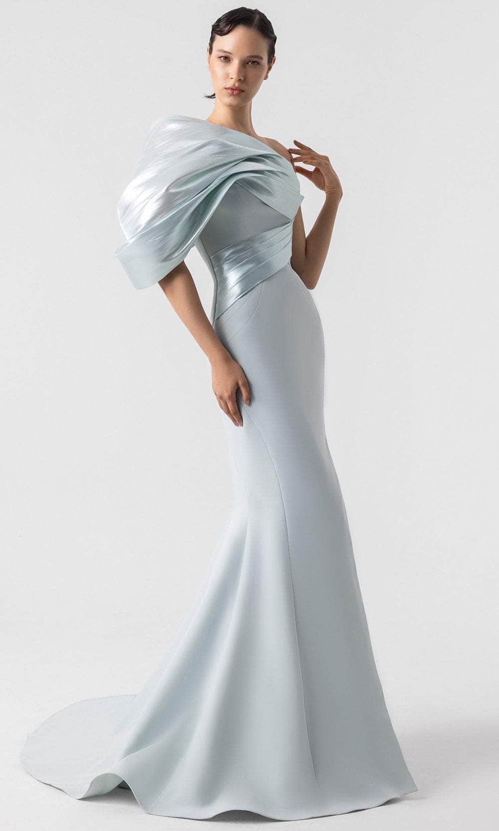 MNM Couture G1911 - Mermaid Skirt Draped Evening Gown - Image 3