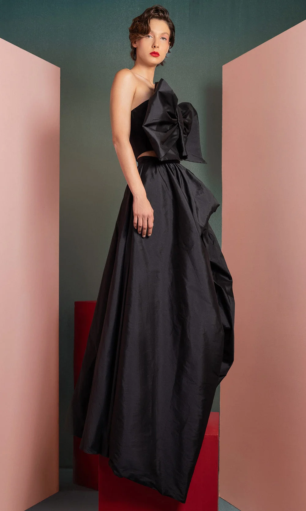 MNM COUTURE GOF2511 - High Low Two-Piece Strapless Gown - Image 3