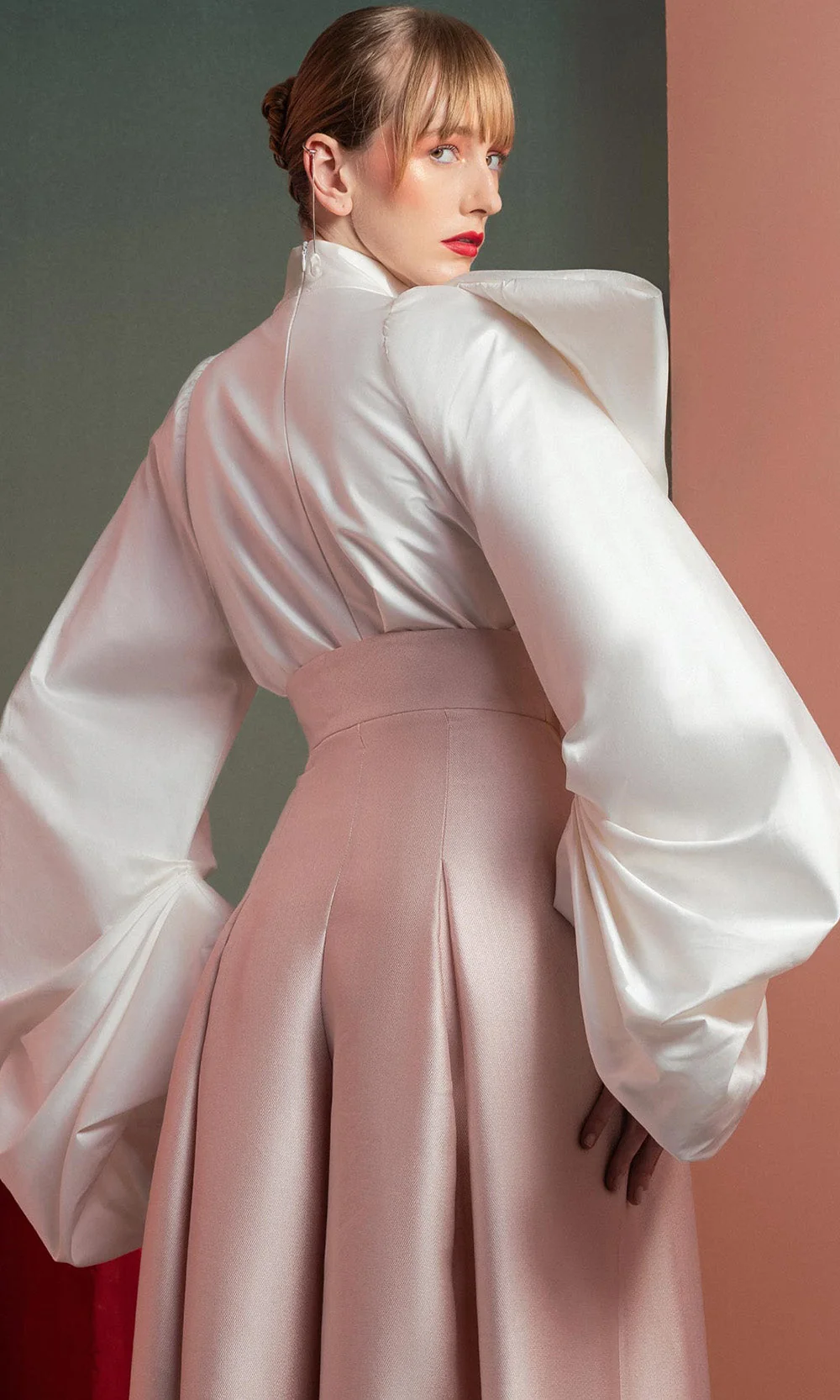 MNM COUTURE GOF2523 - Exaggerated Sleeve Wide Leg Pantsuit - Image 6