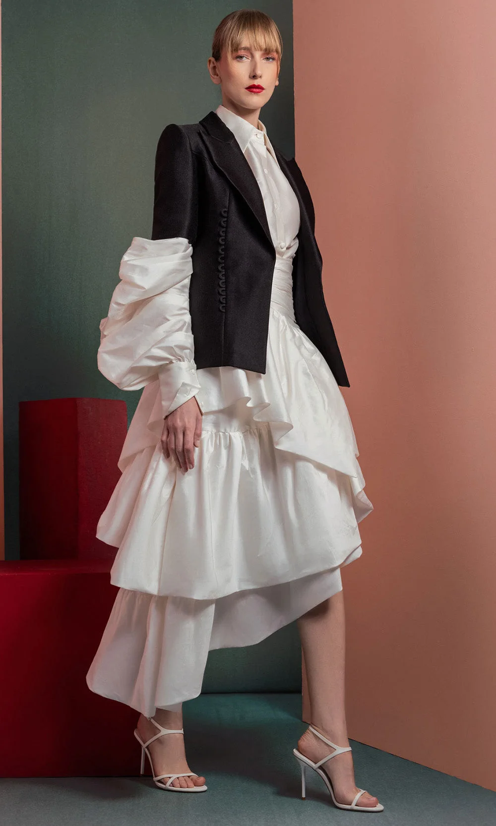 MNM COUTURE GOF2532 - Structured Blazer Style A-Line Dress - Image 3