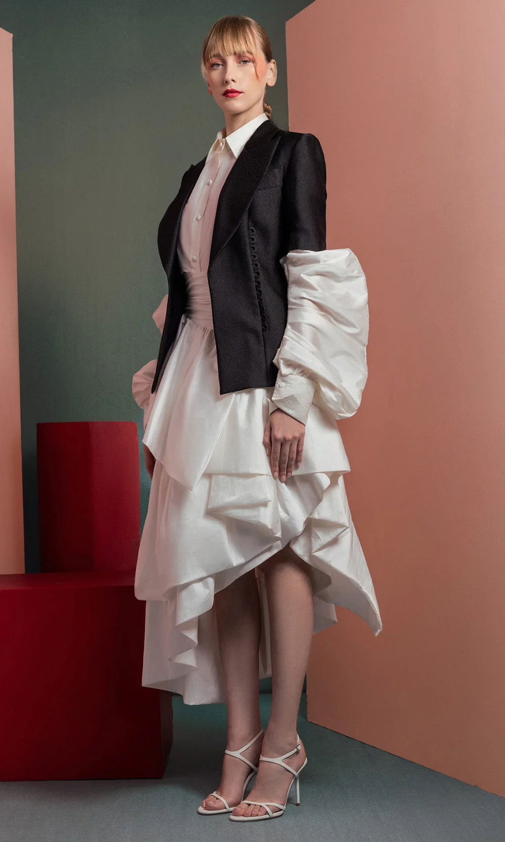 MNM COUTURE GOF2532 - Structured Blazer Style A-Line Dress - Image 4