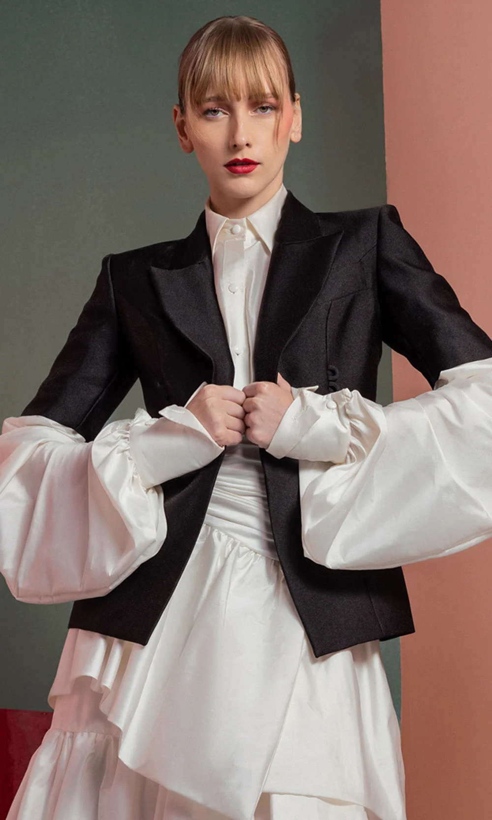 MNM COUTURE GOF2532 - Structured Blazer Style A-Line Dress - Image 5