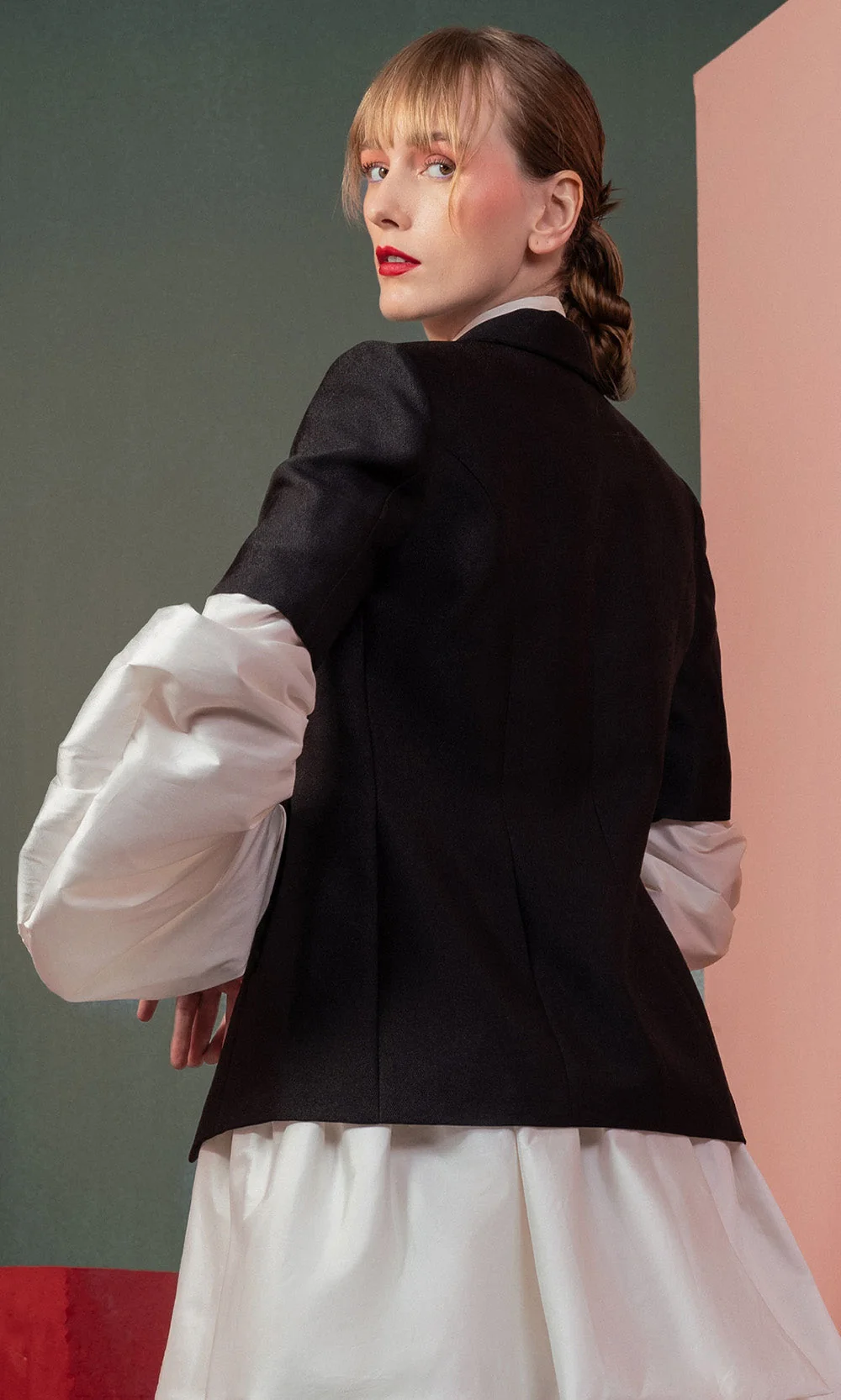 MNM COUTURE GOF2532 - Structured Blazer Style A-Line Dress - Image 6