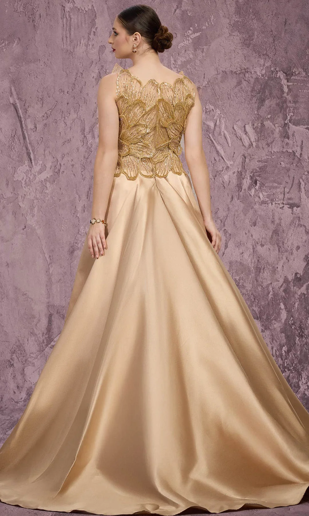 MNM COUTURE J03186 - Overskirt Sleeveless Beaded Gown - Image 6