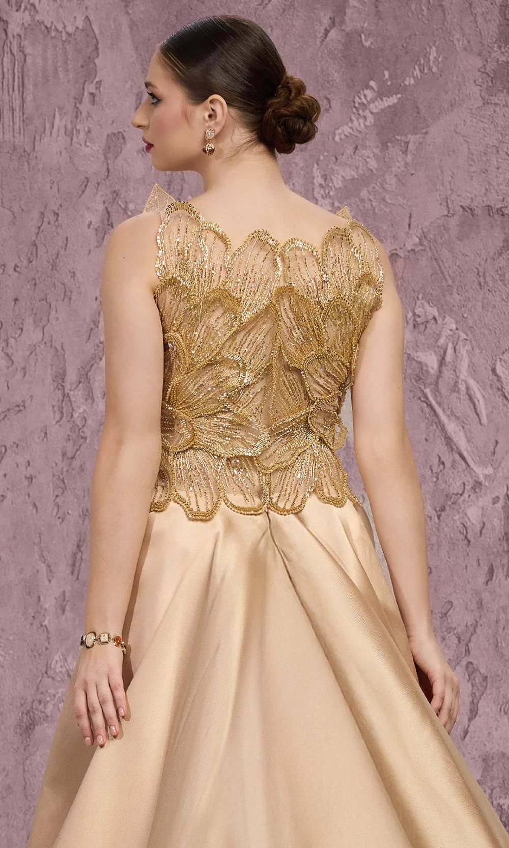 MNM COUTURE J03186 - Overskirt Sleeveless Beaded Gown - Image 8