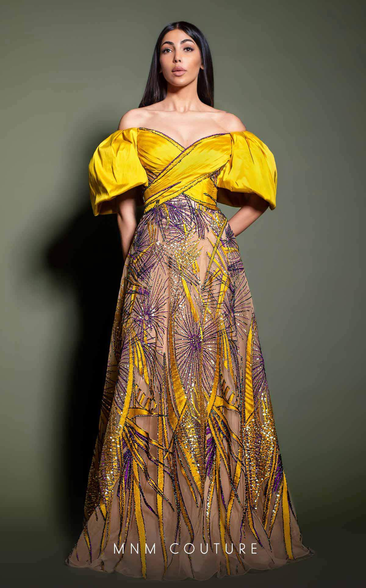 MNM Couture K4189 - Puff Sleeve A-Line Evening Dress