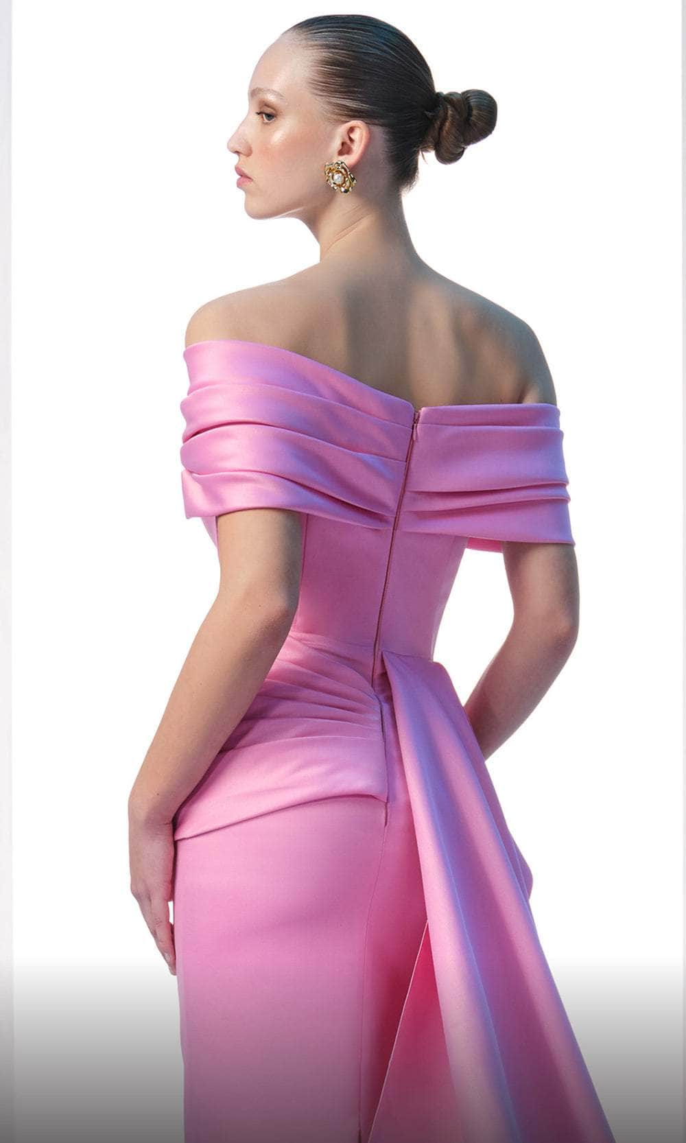 MNM Couture N0607 - Off Shoulder Peplum Evening Gown - Image 9