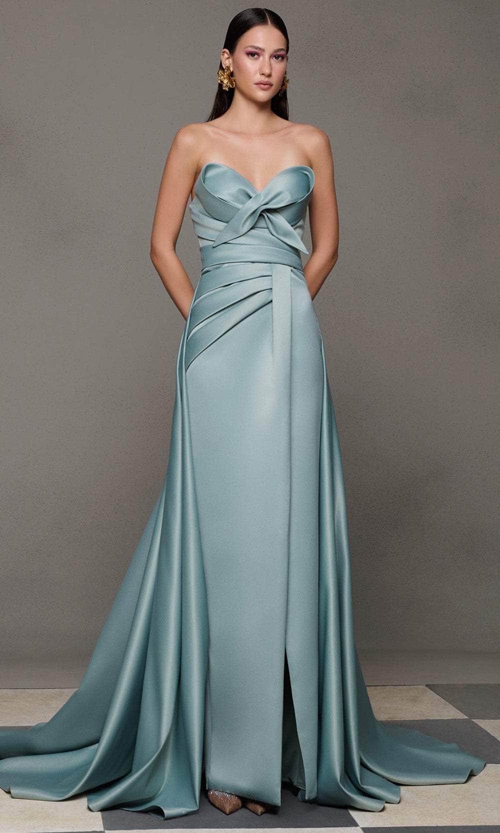 MNM Couture N0626 - Pleated Detail Sweetheart Evening Gown