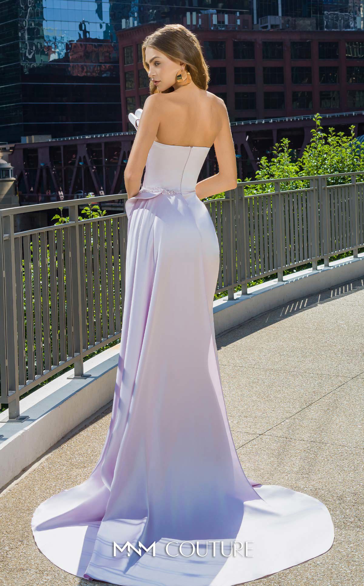 MNM COUTURE V07578 - Pearl Embellished Pleated Sweetheart Gown - Image 3