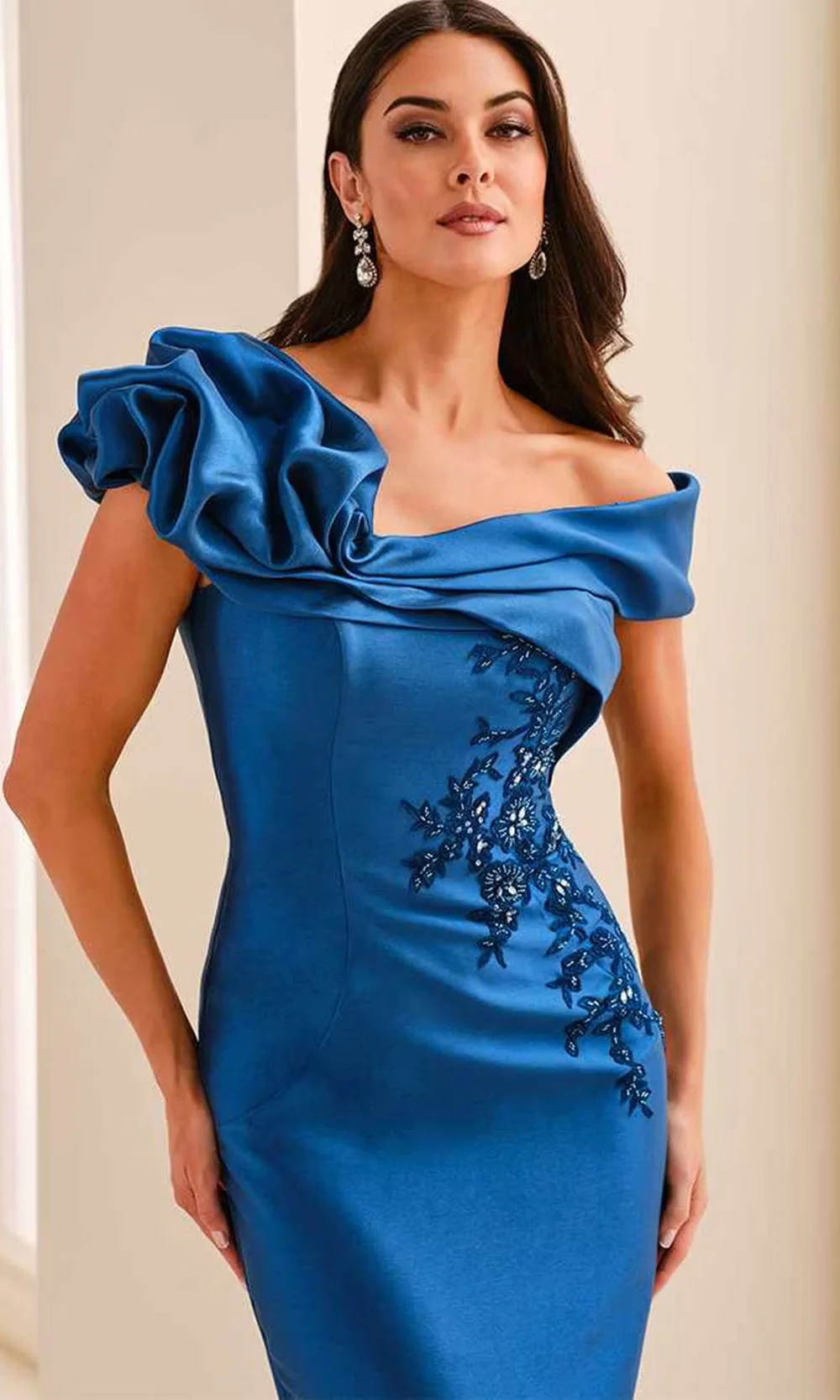 Montage by Mon Cheri M3224 - Asymmetric Mikado Lace Applique Dress - Image 3