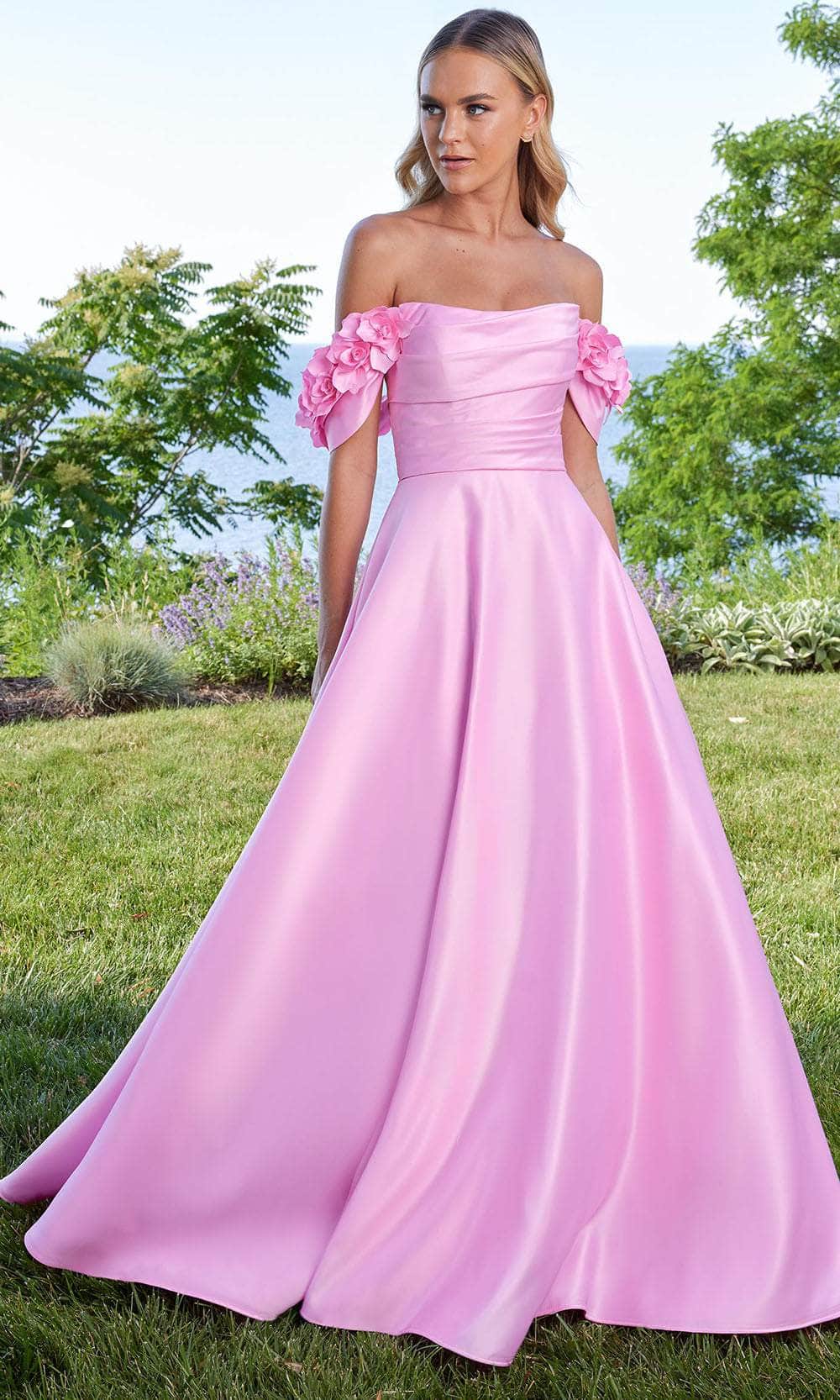 Mori Lee 49178 - Floral Applique Off Shoulder Dress