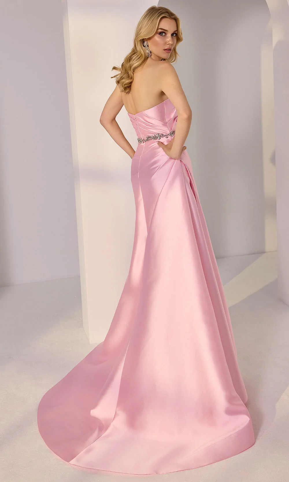 Mori Lee 49201 - Strapless Pleated Prom Gown with Slit - Image 2
