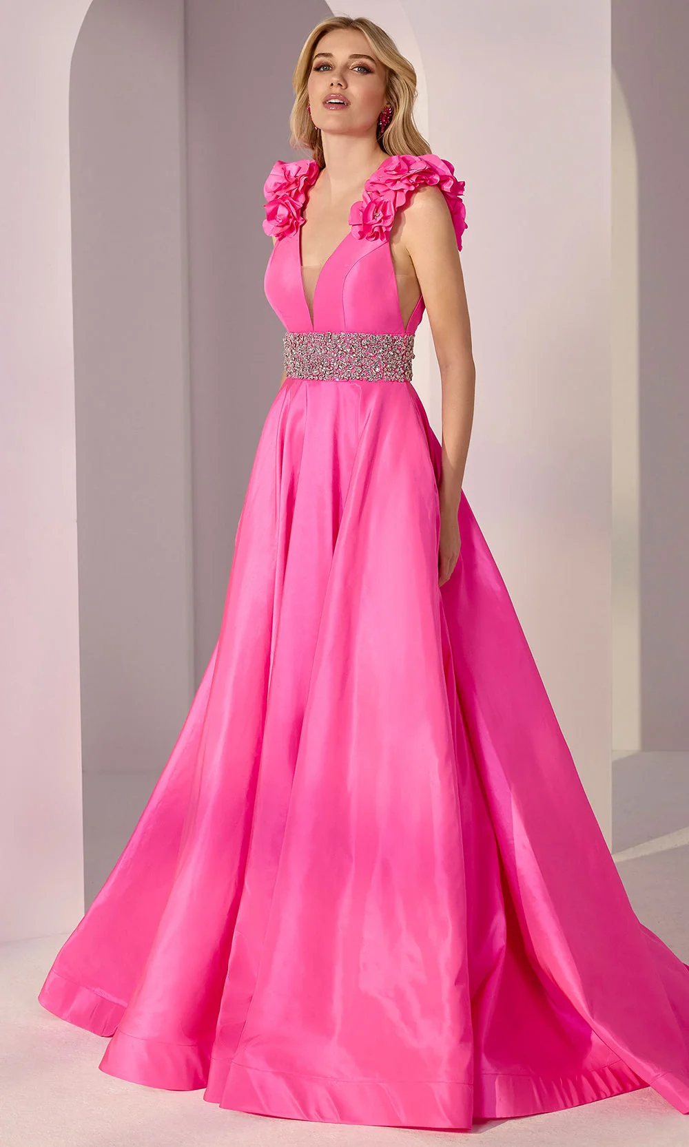 Mori Lee 49202 - V-Neckline Prom Gown with Beaded Waist - Image 4