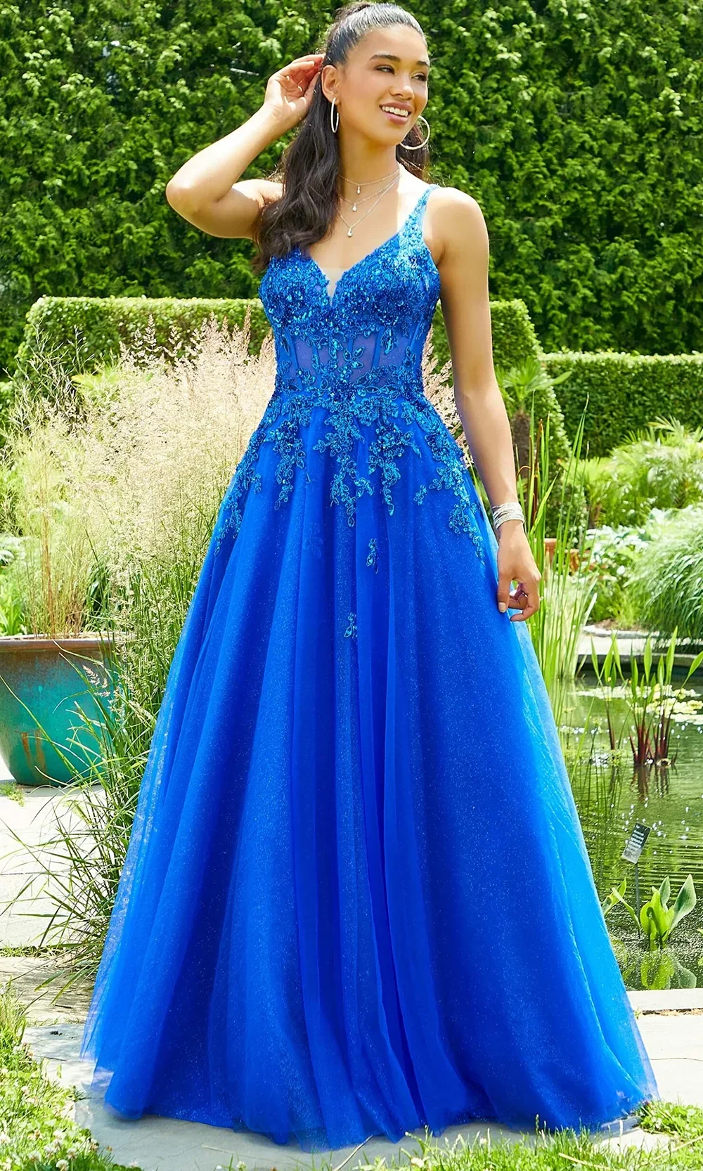 Mori Lee 49325 - Plunging Neckline Sequin Lace Gown - Image 8