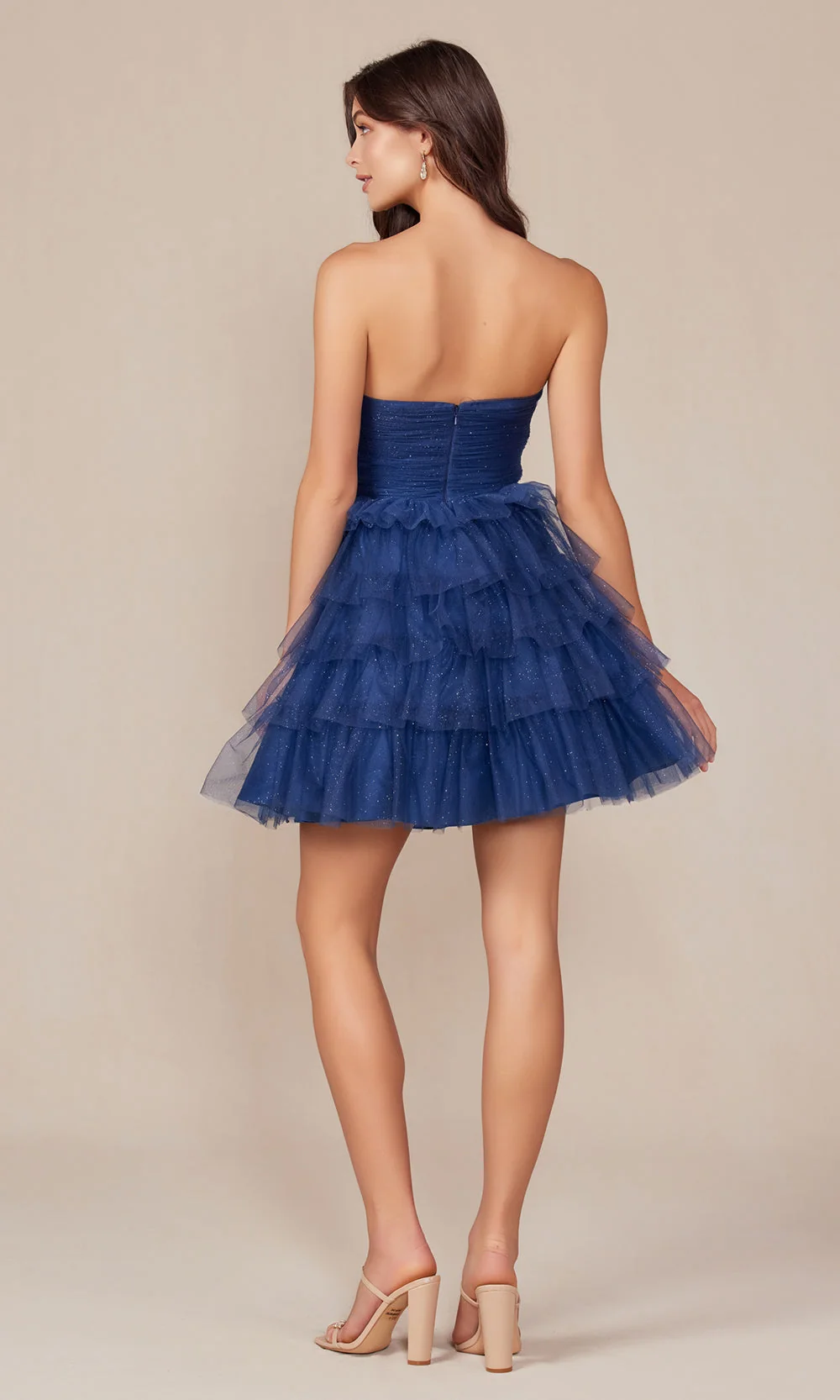 Nox Anabel A827 - Strapless Cut-out Detailed Cocktail Dress - Image 5