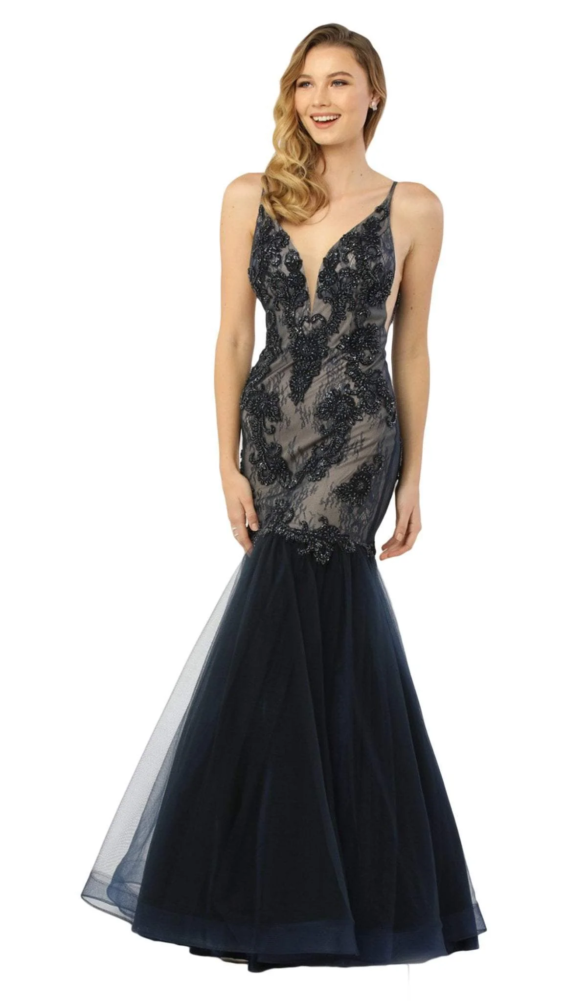 Nox Anabel - E185 Beaded Lace Tulle Mermaid Gown - Image 5