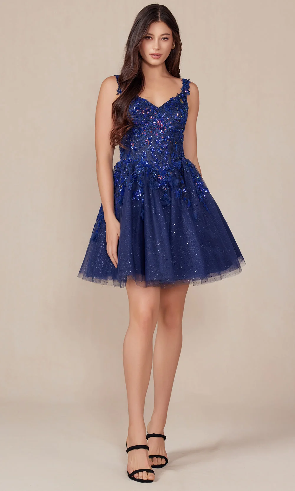 Nox Anabel H846 - Glitters V-Neck Cocktail Dress - Image 23