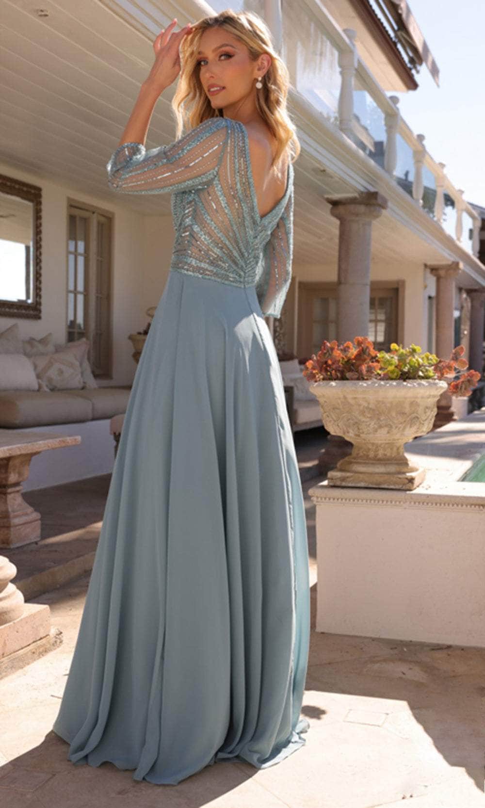 Nox Anabel MF101 - Sheer Beaded Bodice Glitter Gown - Image 13