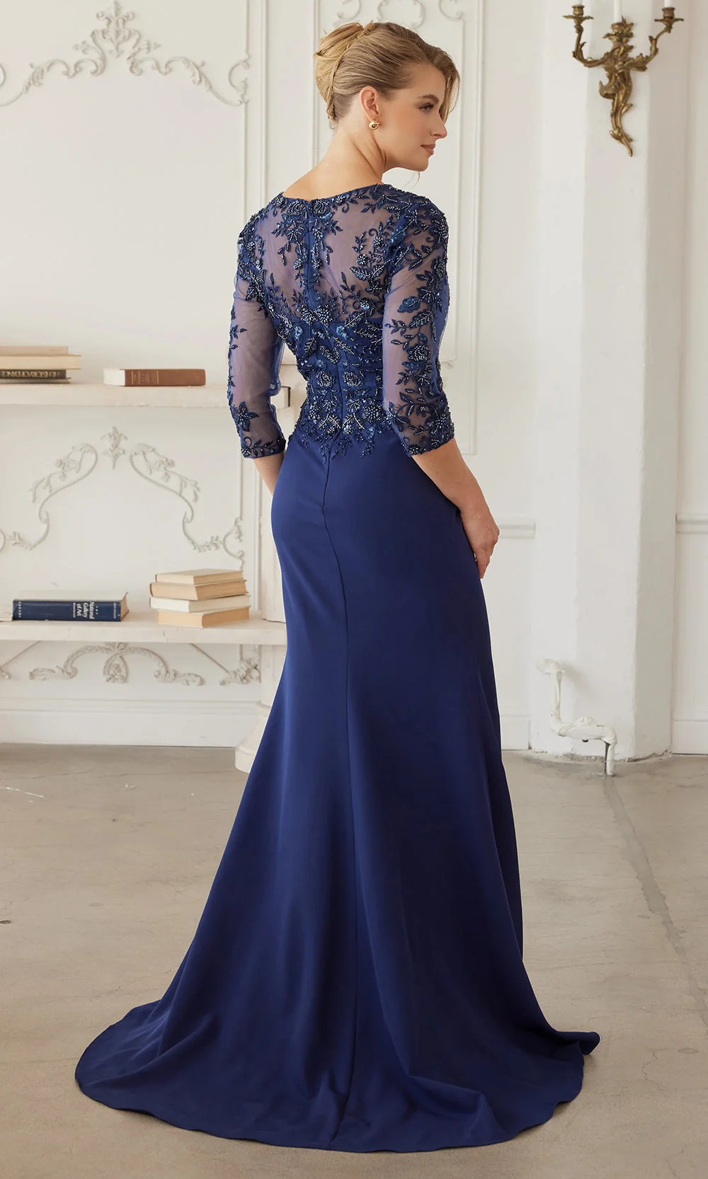 Nox Anabel MH163 - Sheer Sleeve Embroidered Formal Dress - Image 4