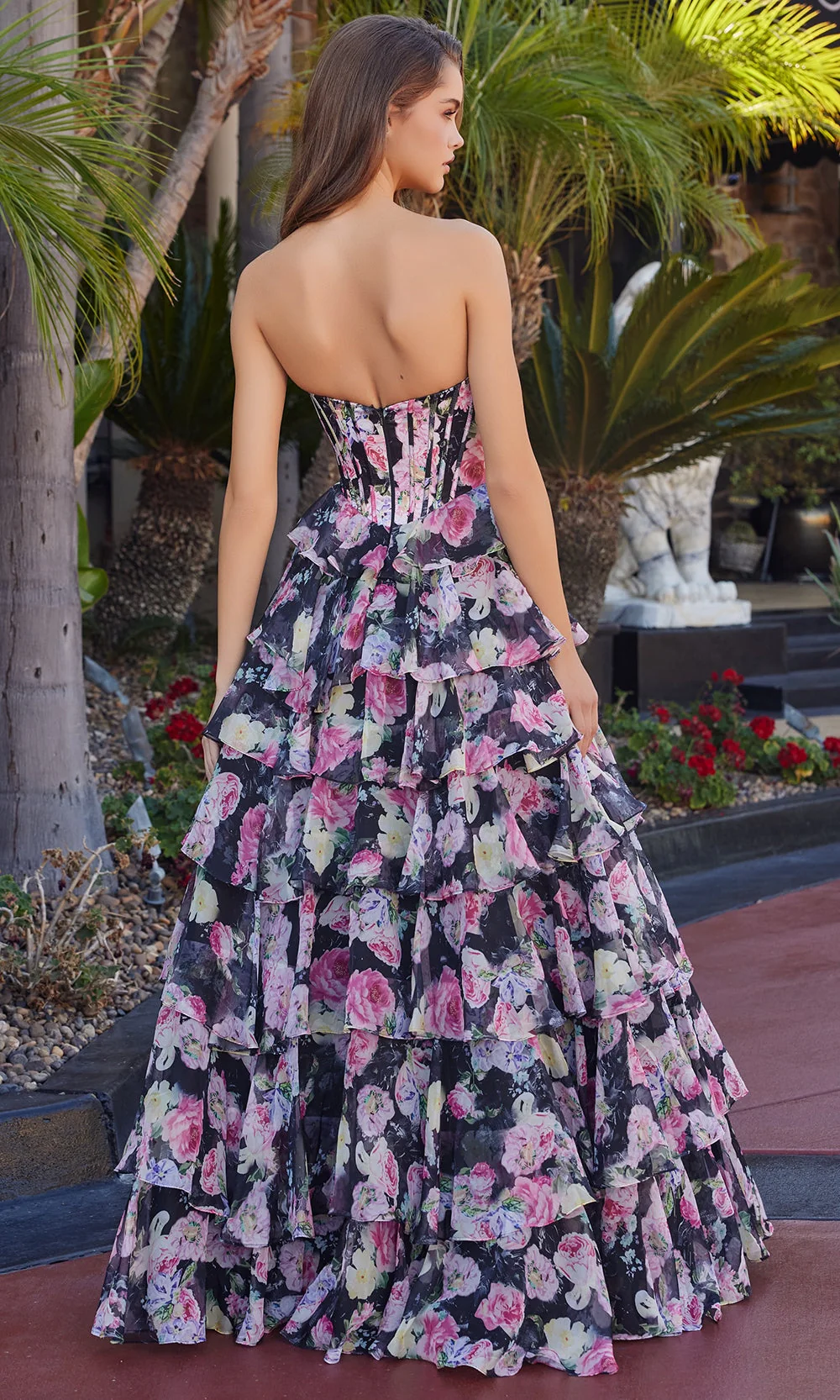 Nox Anabel Q1779 - Corset Bodice Tiered Dress - Image 2
