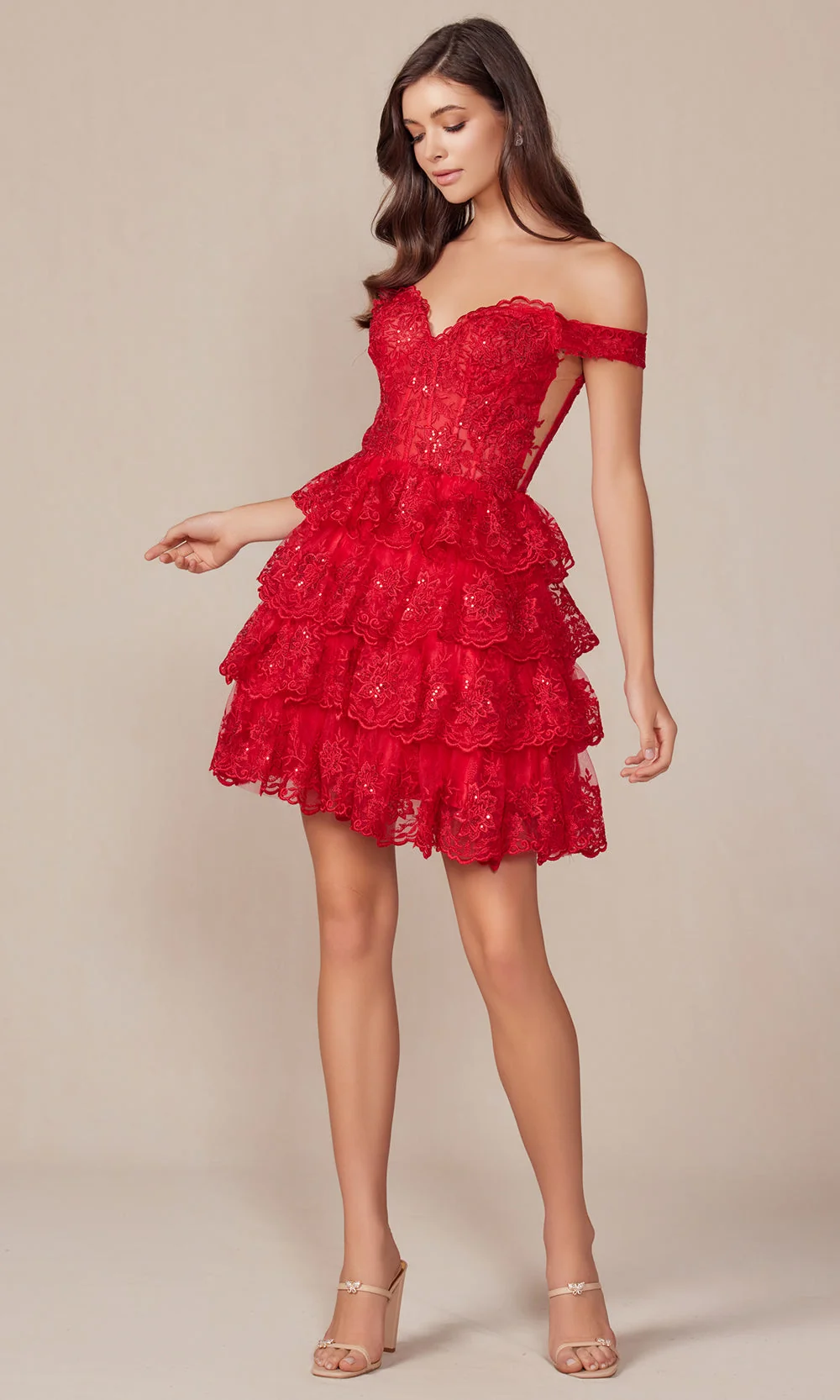 Nox Anabel R877 - Embroidered A-Line Cocktail Dress - Image 24
