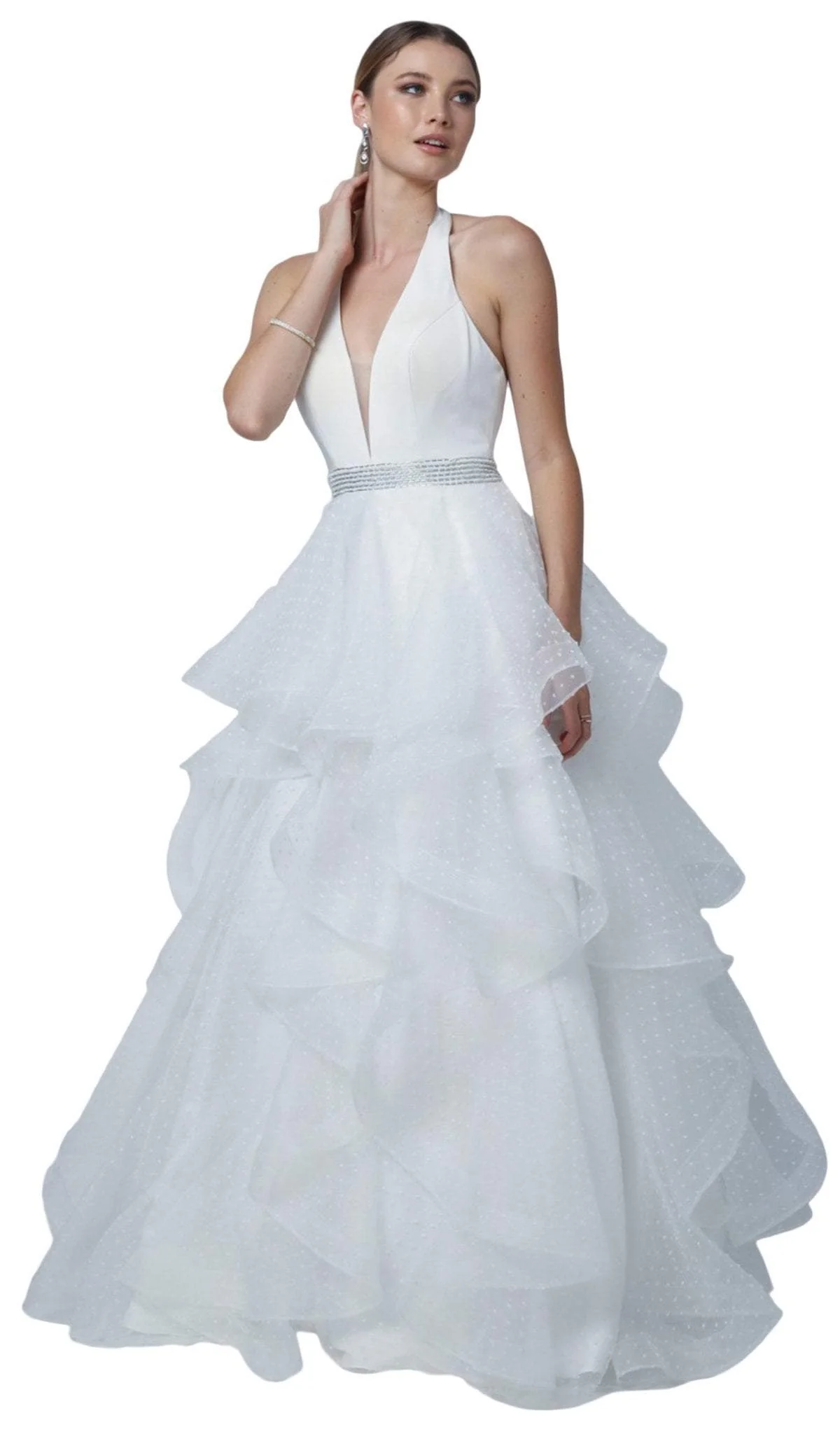 Nox Anabel - T256 Dotted Lace Tiered Gown - Image 7