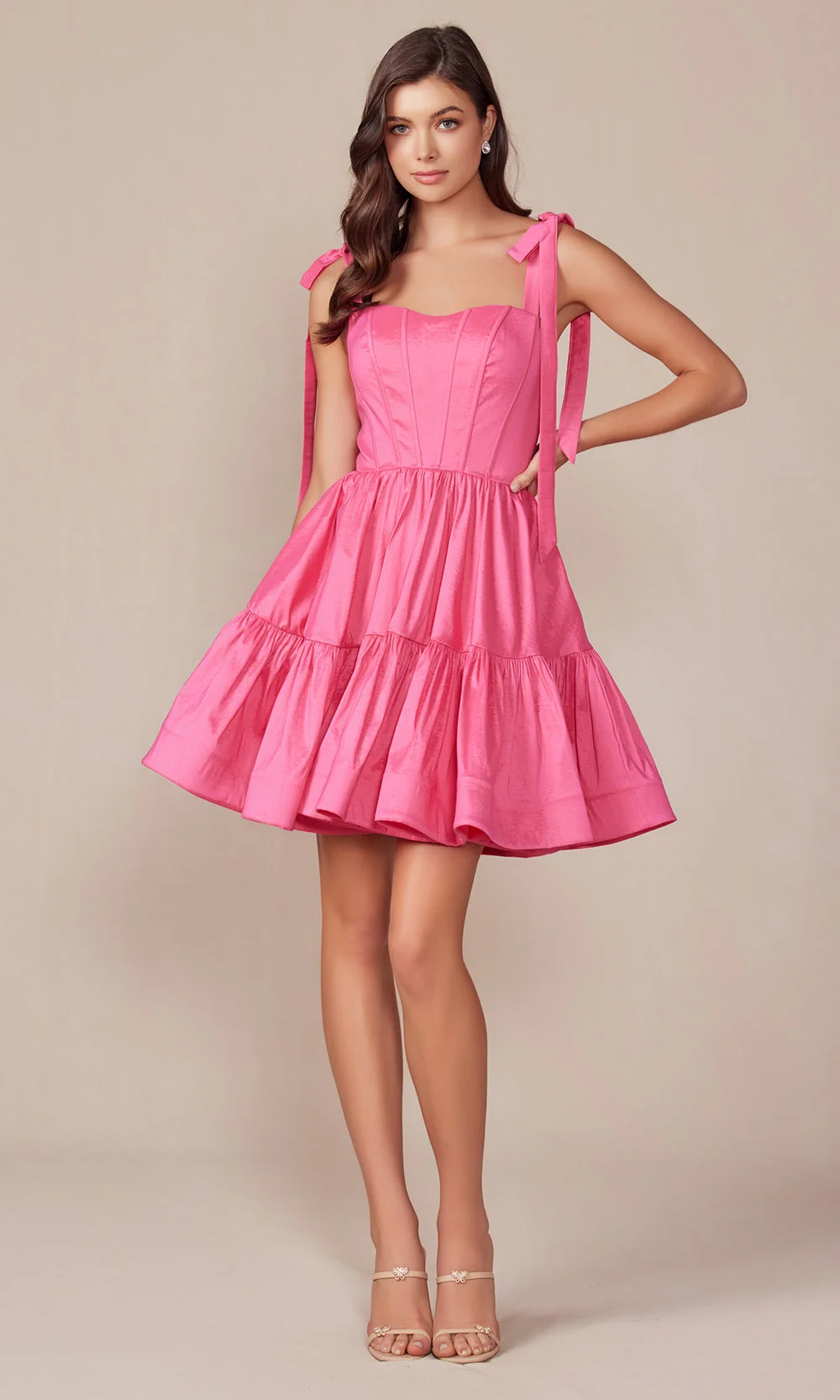 Nox Anabel T869 - Tiered Ribbon Cocktail Dress - Image 23