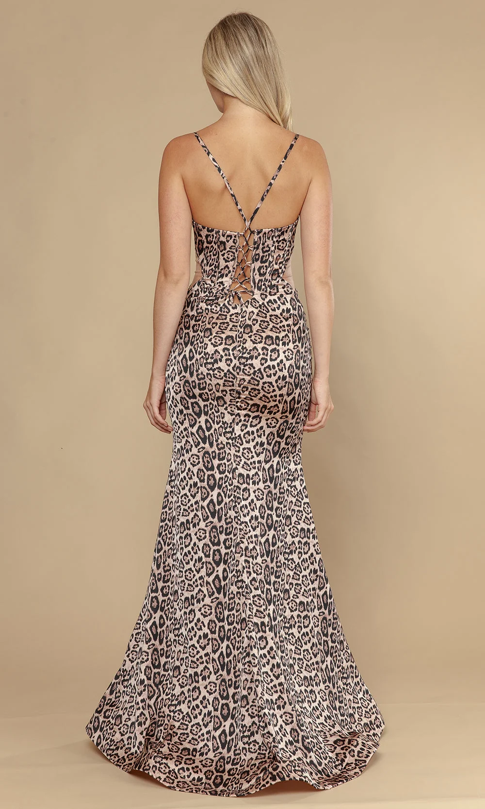 Poly USA 25102 - Plunging Animal Print Prom Gown - Image 11
