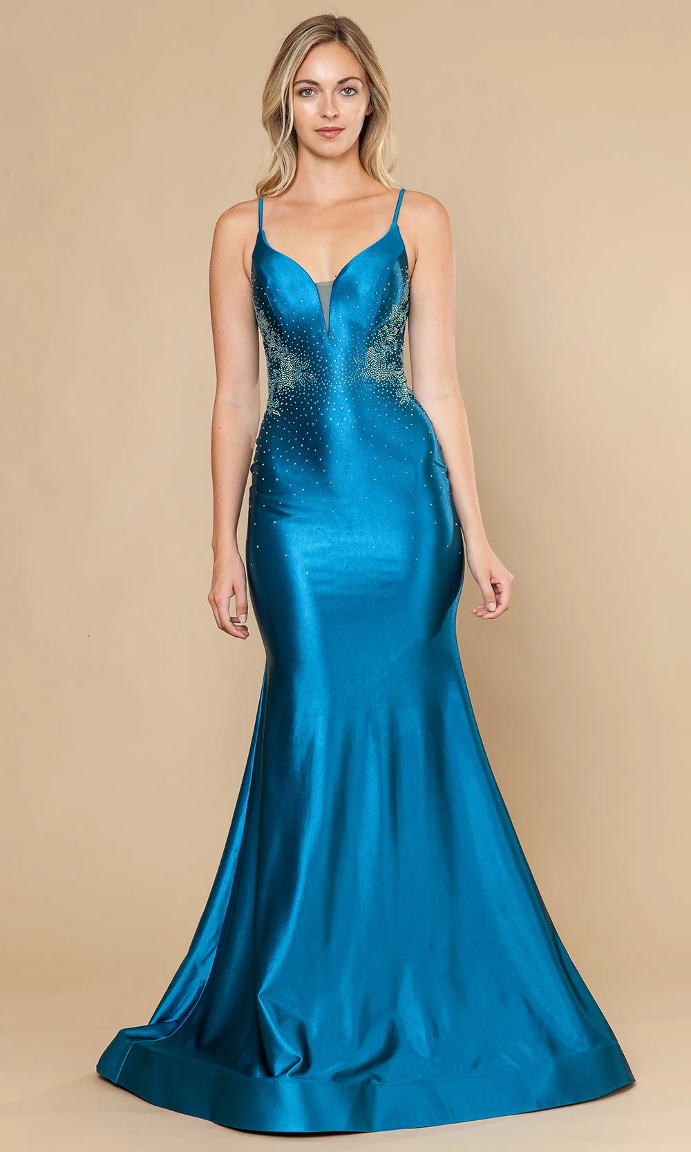 Poly USA 25128 - Mermaid Skirt Dazzling Rhinestone Prom Dress - Image 35